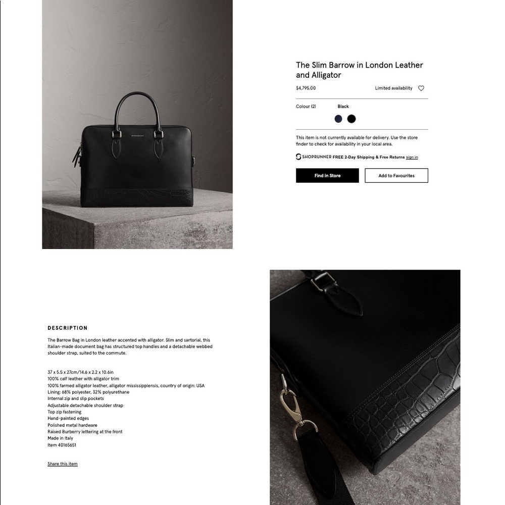 Burberry Slim Barrow Bag in Leather & Alligator! - Picture 8 of 15